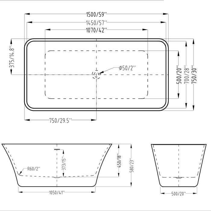 BLOSSOM ONE PIECE FREESTANDING BATHTUB