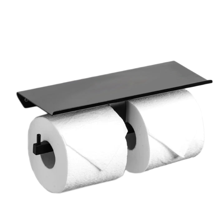 BATHROOM TOILET PAPER DOUBLE HOLDER WITH SHELF