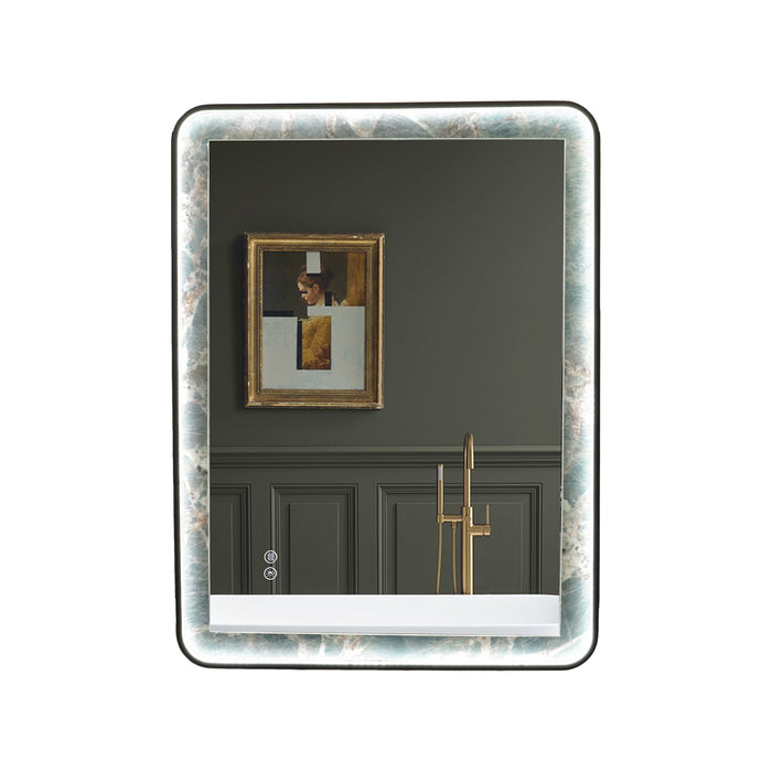 INFINITY RD SINGTERED STONE BATHROOM LED VANITY MIRROR - AMAZON GREEN BACKGROUND