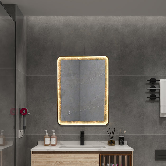 INFINITY RD SINGTERED STONE BATHROOM LED VANITY MIRROR - AMAZON GREEN BACKGROUND