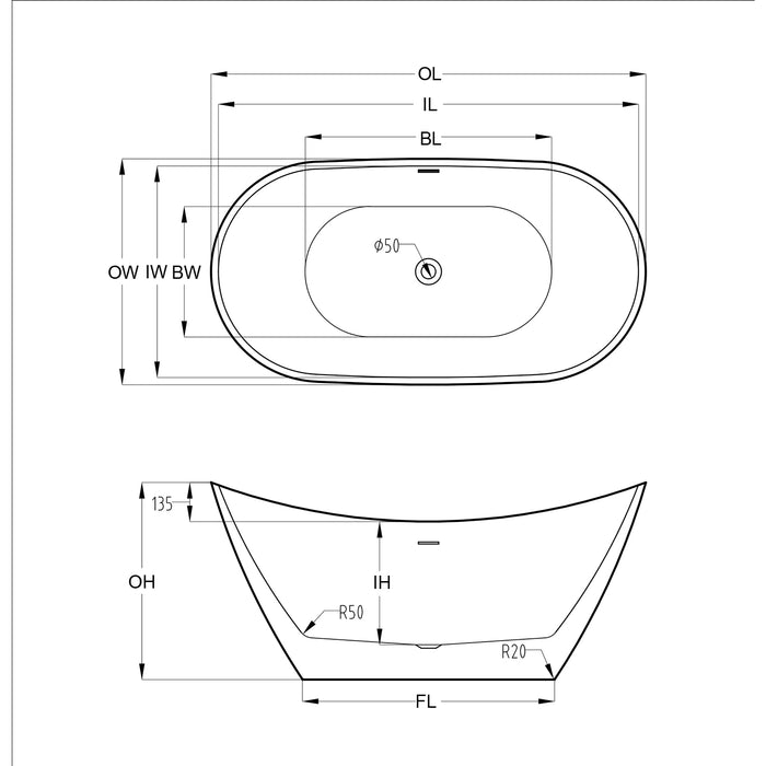 LILIA ONE PIECE FREESTANDING BATHTUB