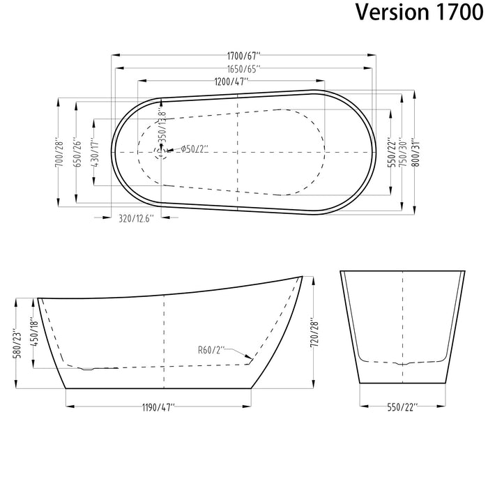 BANANA ONE PIECE FREESTANDING BATHTUB