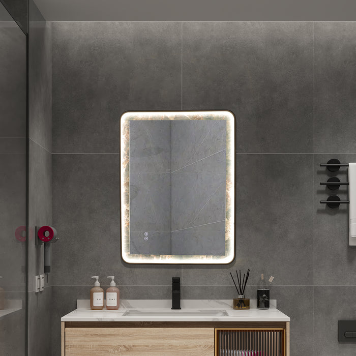 INFINITY RD SINGTERED STONE BATHROOM LED VANITY MIRROR - AMAZON GREEN BACKGROUND