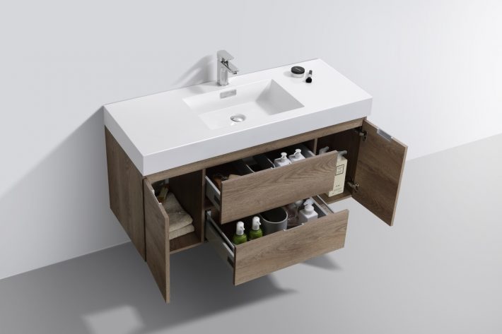 BLISS 48″ WALL MOUNT SINGLE SINK MODERN BATHROOM VANITY