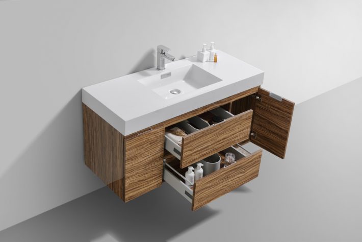 BLISS 48″ WALL MOUNT SINGLE SINK MODERN BATHROOM VANITY