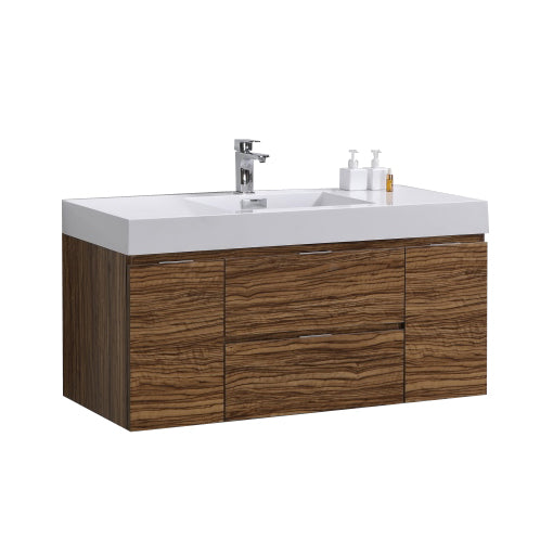 BLISS 48″ WALL MOUNT SINGLE SINK MODERN BATHROOM VANITY