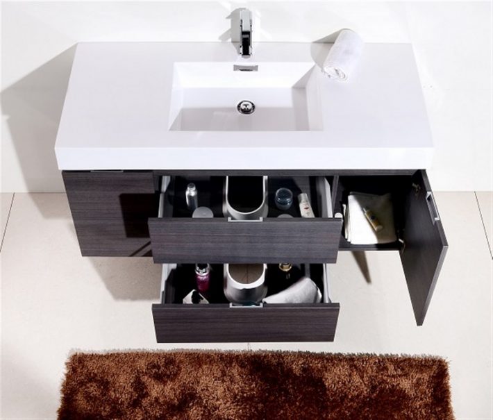 BLISS 48″ WALL MOUNT SINGLE SINK MODERN BATHROOM VANITY