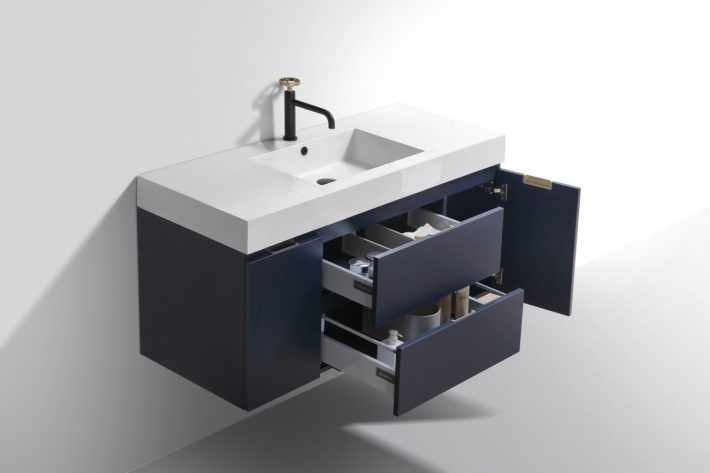 BLISS 48″ WALL MOUNT SINGLE SINK MODERN BATHROOM VANITY