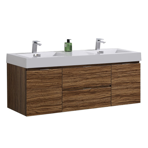 BLISS 60″ WALL MOUNT DOUBLE SINK MODERN BATHROOM VANITY