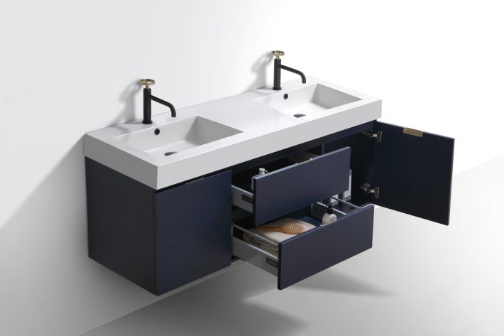 BLISS 60″ WALL MOUNT DOUBLE SINK MODERN BATHROOM VANITY