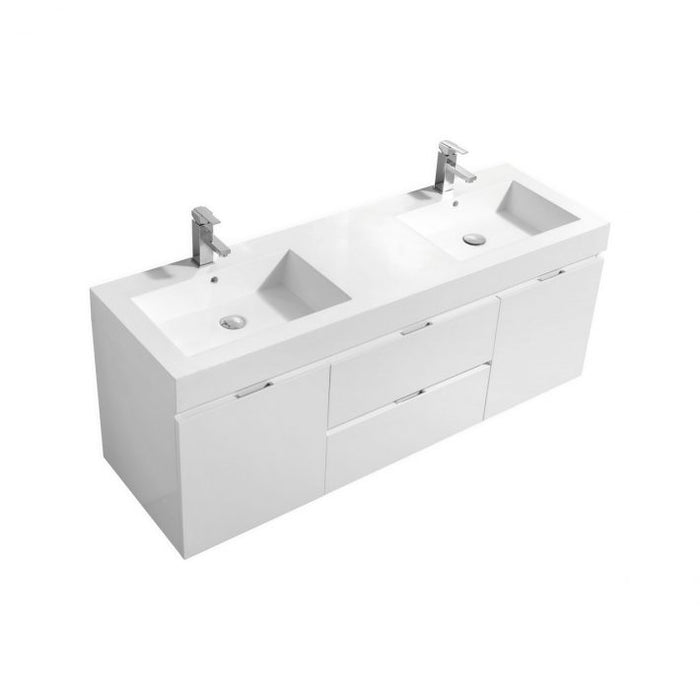 BLISS 60″ WALL MOUNT DOUBLE SINK MODERN BATHROOM VANITY