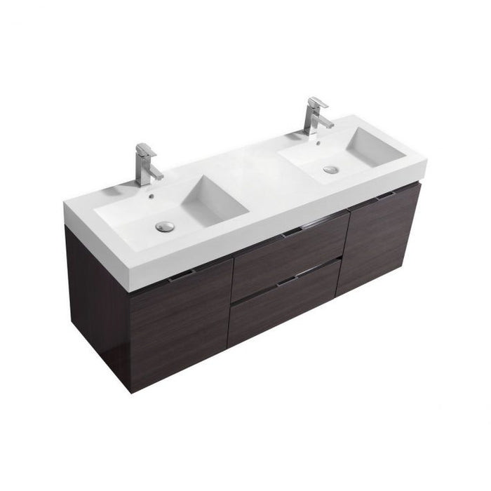 BLISS 60″ WALL MOUNT DOUBLE SINK MODERN BATHROOM VANITY