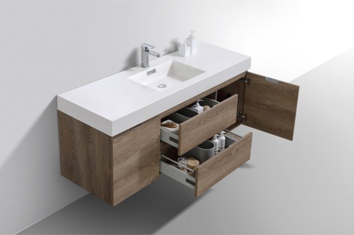 BLISS 60″ WALL MOUNT SINGLE SINK MODERN BATHROOM VANITY