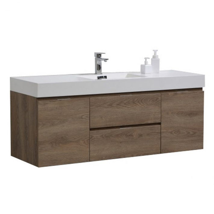 BLISS 60″ WALL MOUNT SINGLE SINK MODERN BATHROOM VANITY