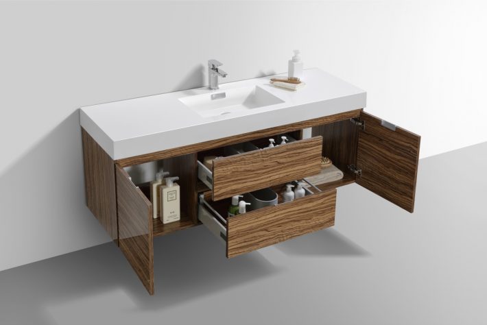 BLISS 60″ WALL MOUNT SINGLE SINK MODERN BATHROOM VANITY