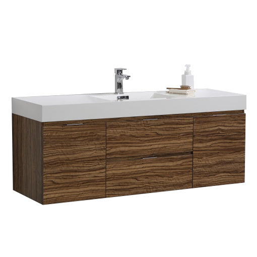 BLISS 60″ WALL MOUNT SINGLE SINK MODERN BATHROOM VANITY