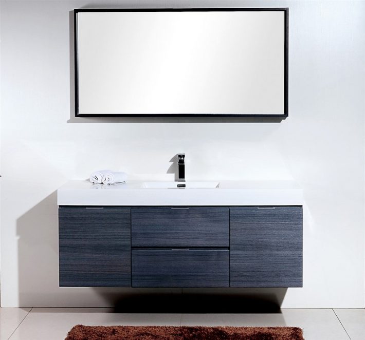 BLISS 60″ WALL MOUNT SINGLE SINK MODERN BATHROOM VANITY