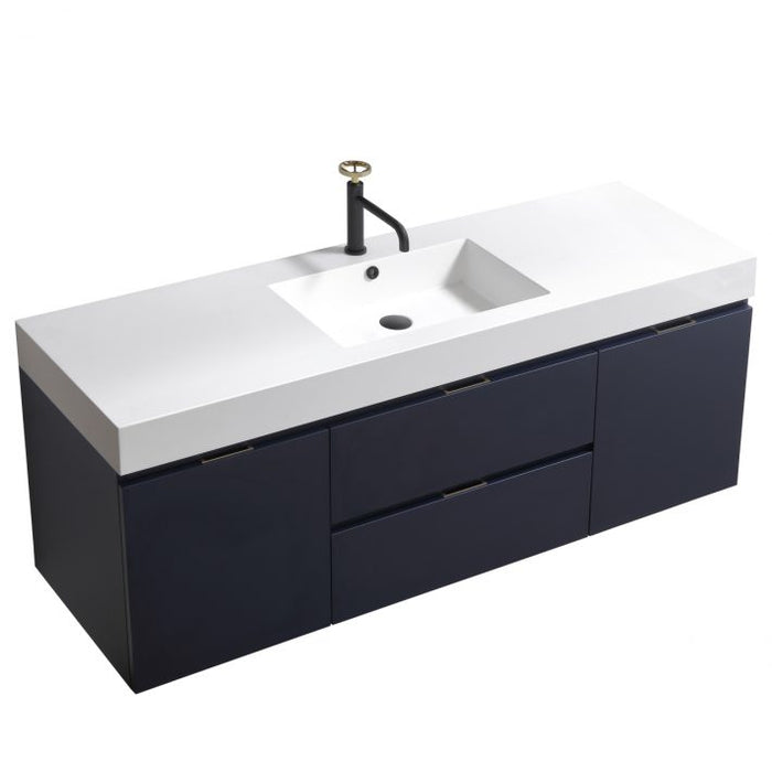 BLISS 60″ WALL MOUNT SINGLE SINK MODERN BATHROOM VANITY