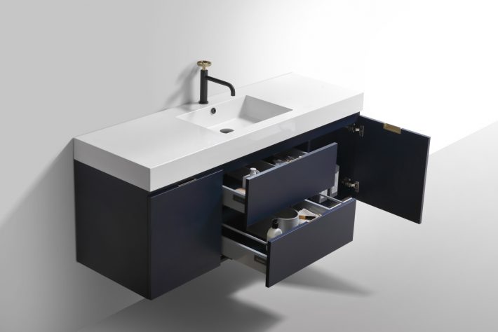 BLISS 60″ WALL MOUNT SINGLE SINK MODERN BATHROOM VANITY