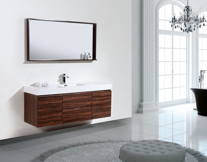 BLISS 60″ WALL MOUNT SINGLE SINK MODERN BATHROOM VANITY