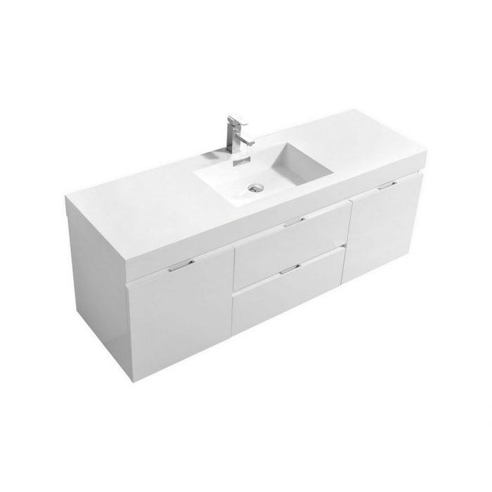 BLISS 60″ WALL MOUNT SINGLE SINK MODERN BATHROOM VANITY