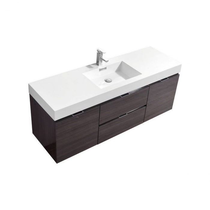 BLISS 60″ WALL MOUNT SINGLE SINK MODERN BATHROOM VANITY