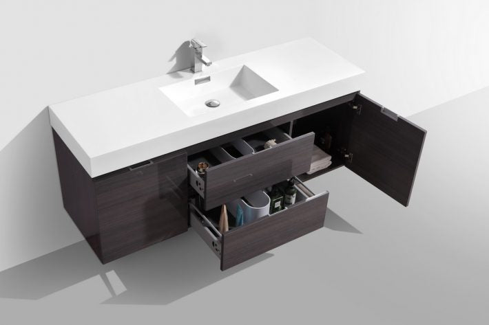 BLISS 60″ WALL MOUNT SINGLE SINK MODERN BATHROOM VANITY