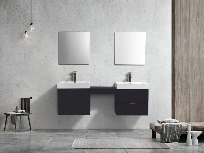 BLISS 68″ WALL MOUNT DOUBLE SINK MODERN BATHROOM VANITY