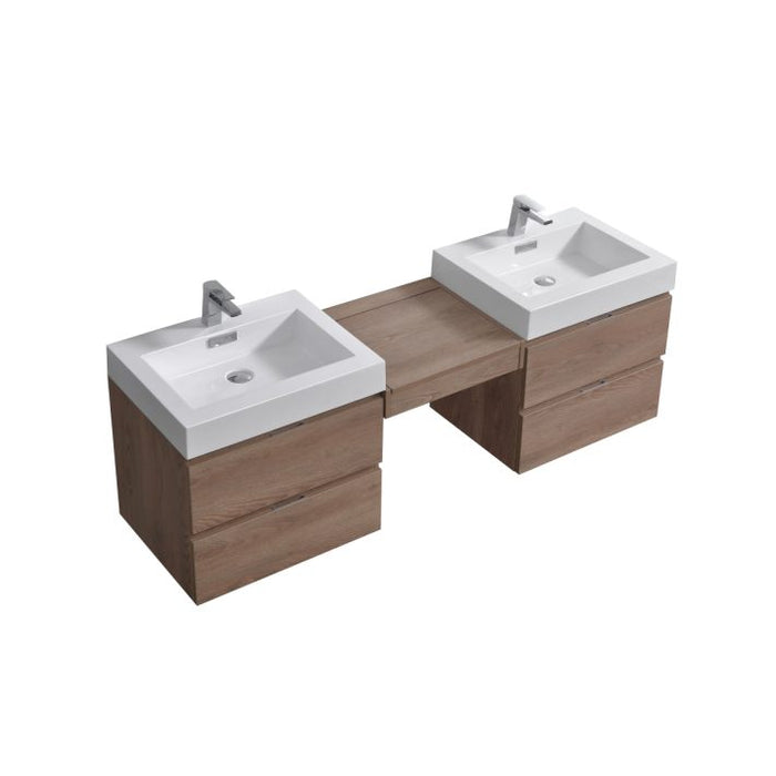 BLISS 68″ WALL MOUNT DOUBLE SINK MODERN BATHROOM VANITY