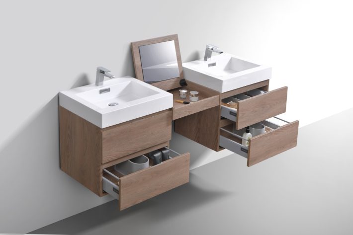 BLISS 68″ WALL MOUNT DOUBLE SINK MODERN BATHROOM VANITY