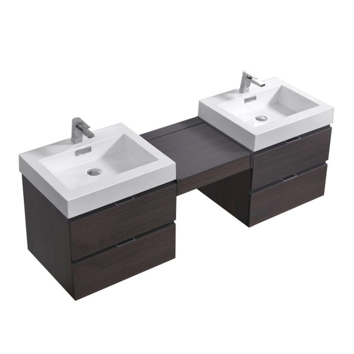 BLISS 68″ WALL MOUNT DOUBLE SINK MODERN BATHROOM VANITY