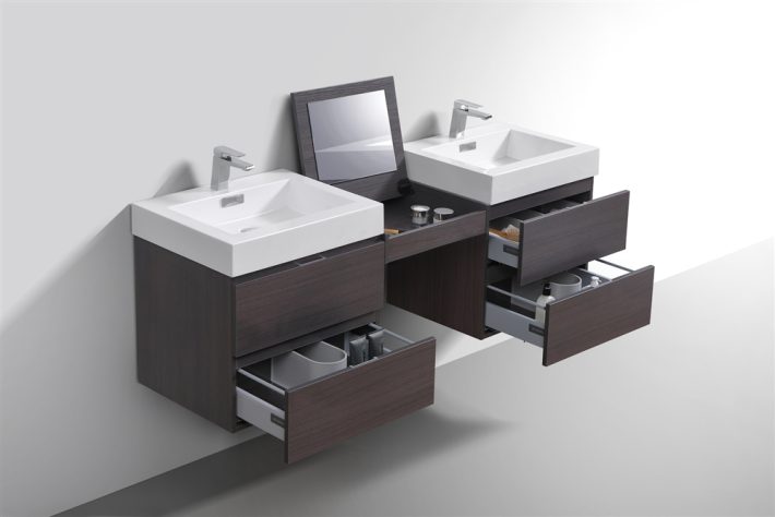 BLISS 68″ WALL MOUNT DOUBLE SINK MODERN BATHROOM VANITY