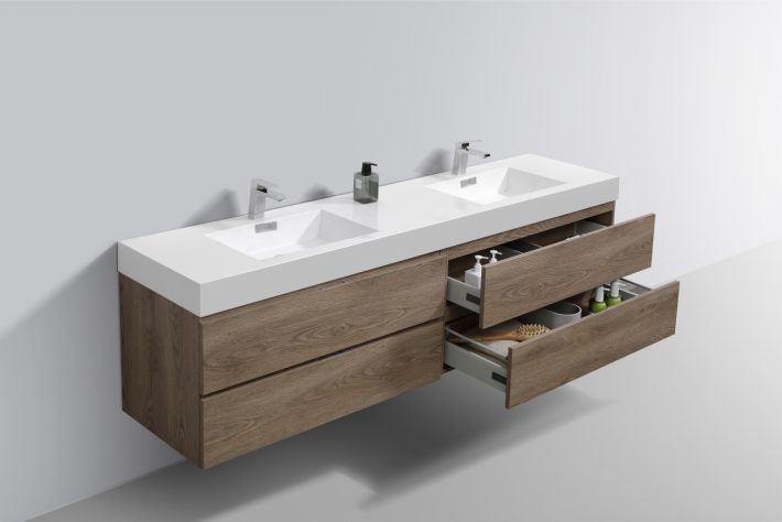 BLISS 72″ WALL MOUNT DOUBLE SINK MODERN BATHROOM VANITY