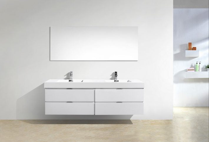 BLISS 72″ WALL MOUNT DOUBLE SINK MODERN BATHROOM VANITY