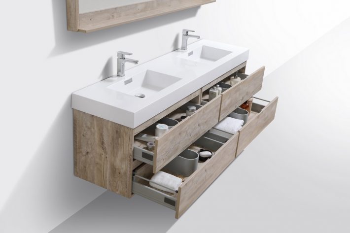 BLISS 72″ WALL MOUNT DOUBLE SINK MODERN BATHROOM VANITY