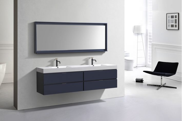 BLISS 72″ WALL MOUNT DOUBLE SINK MODERN BATHROOM VANITY