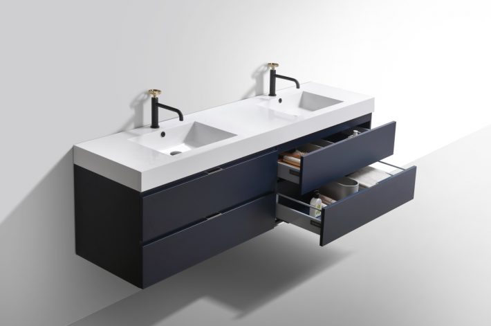 BLISS 80″ WALL MOUNT DOUBLE SINK MODERN BATHROOM VANITY