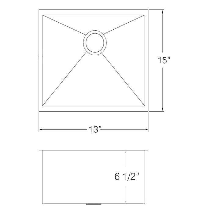 13" X 15" BAR KITCHEN SINK - SINGLE BOWL