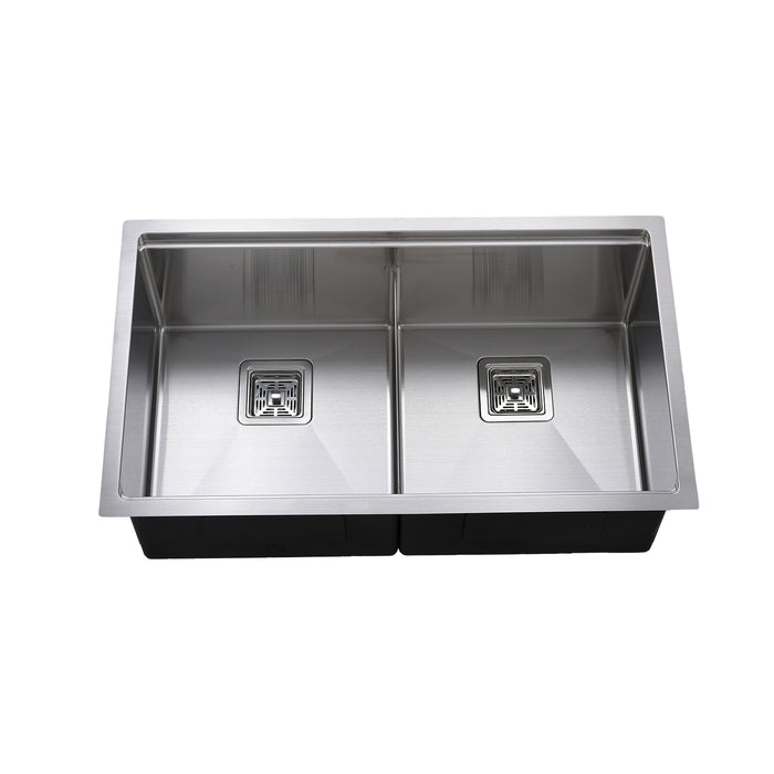 304 STAINLESS STEEL 32" WORKSTATION DUAL MOUNT DOUBLE BOWLS 50/50 KITCHEN SINK IN 16 GAGUE