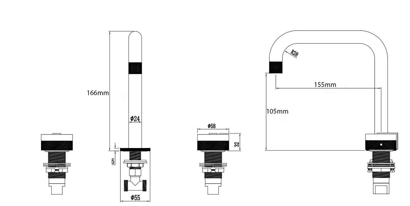 MARMO Three Holes Widespread Bathroom Faucet