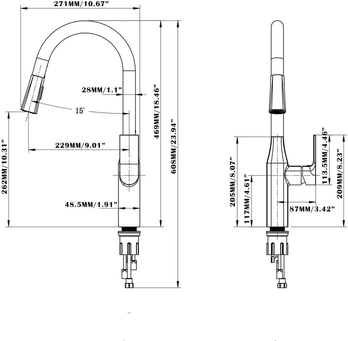 TIMELYSS PULL-DOWN DUAL SPRAY KITCHEN FAUCET