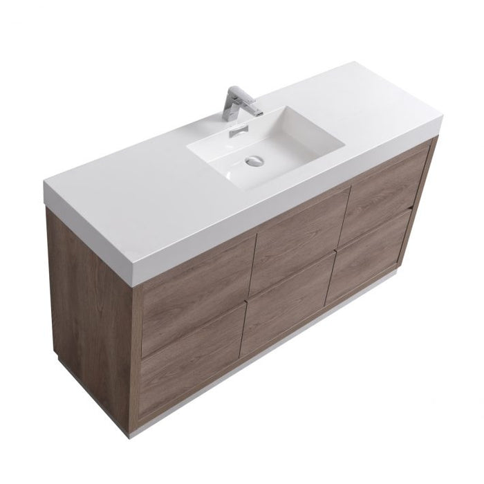 BLISS 60″ SINGLE SINK FREE STANDING MODERN BATHROOM VANITY