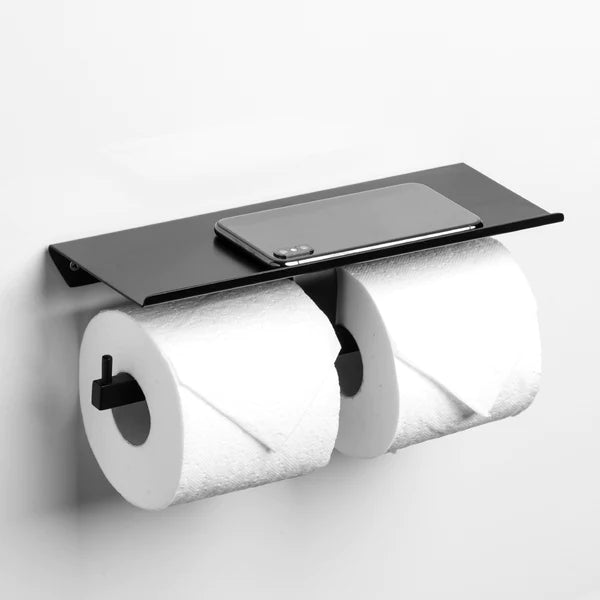 BATHROOM TOILET PAPER DOUBLE HOLDER WITH SHELF