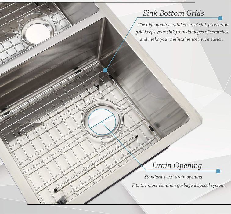 33" MISSION UNDERMOUNT KITCHEN SINK-16G DOUBLE BOWLS