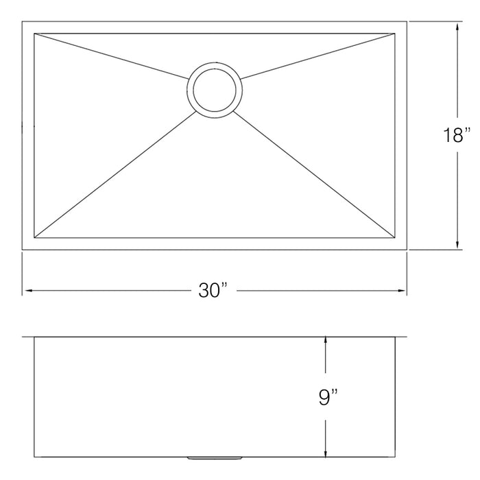 30" MISSION UNDERMOUNT KITCHEN SINK-18G SINGLE BOWL